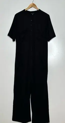 Universal Standard Black Button Front Wide Leg Jumpsuit Coveralls Size XS 10-12 - Image 1