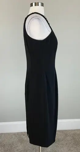 Carmen Marc Valvo  Women's Cocktail Dress Size 6 Black Crepe Beaded Halter Sheath