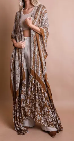 Unbranded 100% Viscose Brown Paisley Tapestry Free Flow Kimono One Size Size undefined
