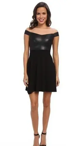 Bailey 44 | Endorphin Mesh and Faux Leather Top Fit and Flare Black Dress Size 4