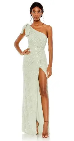Mac Duggal 93735 Womens Green PEARL EMBELLISHED SOFT TIE ONE SHOULDER GOWN