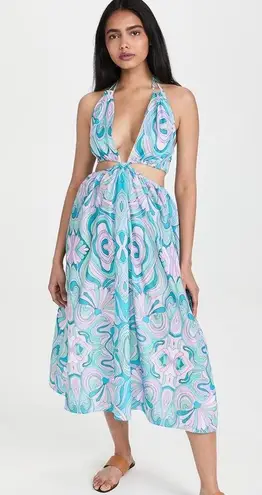 NWT PLAYA LUCILA Cutout Halter Printed Dress Green Small