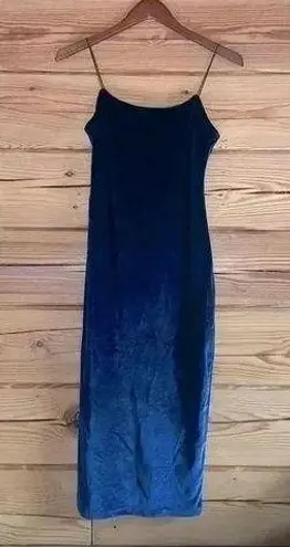 Dance & Marvel midnight blue velvet midi dress with spaghetti straps size medium