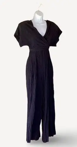 Vintage Yes Fashion Wrap Top Jumpsuit Black