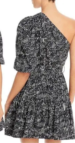 NWT JONATHAN SIMKHAI Swim One Shoulder Printed Swim Mini Dress Black White M Size M