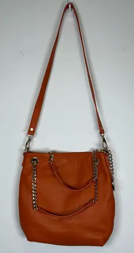 MICHAEL Michael Kors Soft Orange Leather Gold Chain Shoulder/Crossbody/Hand Bag