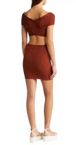 NWT Simon Miller Adio Rib Knit Mini Skirt in Coconut Shell Size L