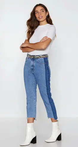 Nasty Gal | Blue Side by Side Distressed Mom Jeans