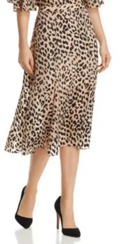 Alice + Olivia  Athena Leopard‎ Burnout Midi Skirt Tan Beige Black Size 10 thumbnail 1