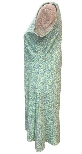 Fresh Produce  Dress Faux Wrap Jersey Blue/Green Lime Print Size Large