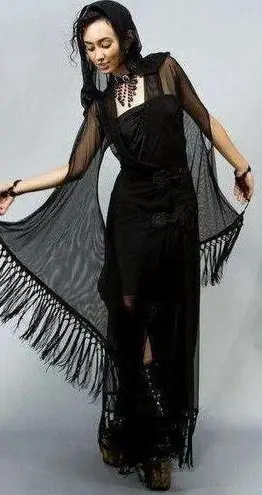 WASSA Sheer Elegance Long in black Robe Sexy Top size XS