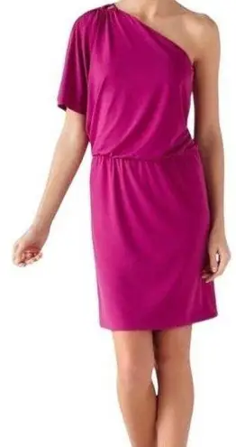 White House | Black Market  Blouson One Shoulder Dress in Very Berry 14 NWT