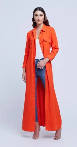 L'Agence NWOT L’AGENCE Cameron Long Shirt Dress Cherry Tomato Belted Womens Size XS *FLAW