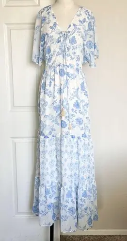 House of Harlow 1960 Floral Metallic Tiered Maxi Dress