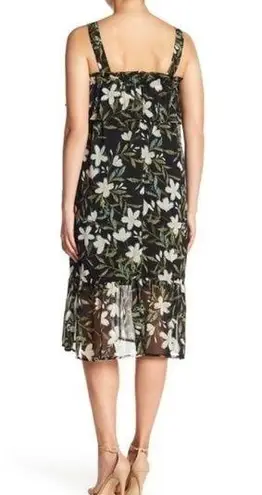 Bobeau Tropical Print Chiffon Midi Dress