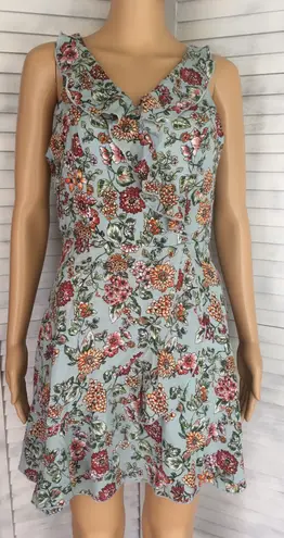 Turquoise Floral Dress, Size 3/4 Blue