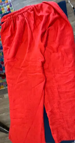 Linen Pants Wide Leg Red