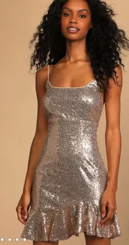 Lulus Gold Sequin Bodycon Mini Dress 