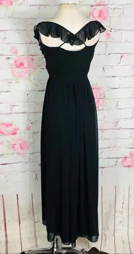 Ceremony black wrap tie waist floor length gown Size XXS