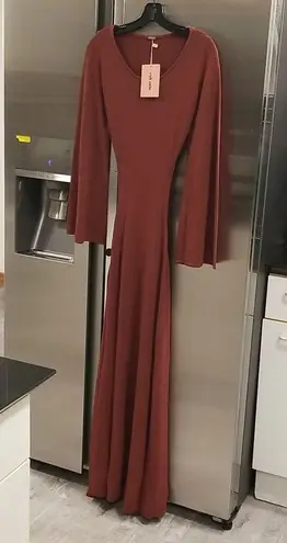 Cult Gaia ππ Carla Knit Dress ~ Full Length Gown Cut-Out Ember Brown Medium NWT