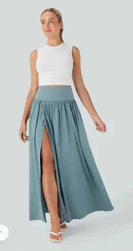 Halara Breezeful High Waisted 2-in-1 Flowy Quick Dry Maxi Skirt blue medium