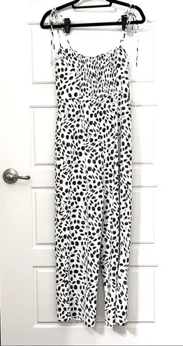 Commense Tie Strap Contrast Print Wide Leg Jumpsuit Size M
