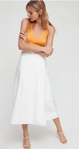 Wilfred Aritzia Silana Linen Cotton Blend Midi Wrap Skirt in White Size XS