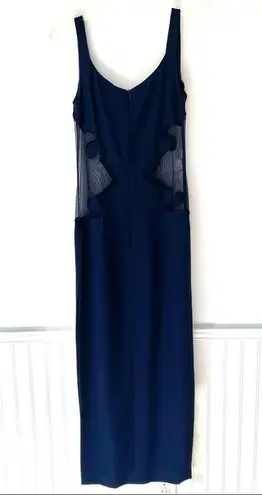 Gia Mattiolo Couture Mesh Sides Navy Dress 44 12 Blue