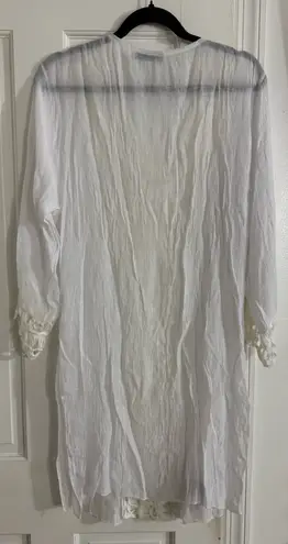 White Crochet Trim Tunic Coverup One Size