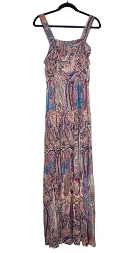 Ba&sh Baraka Rose Sleeveless Paisley Printed Maxi Dress Large Boho Hippie Shift