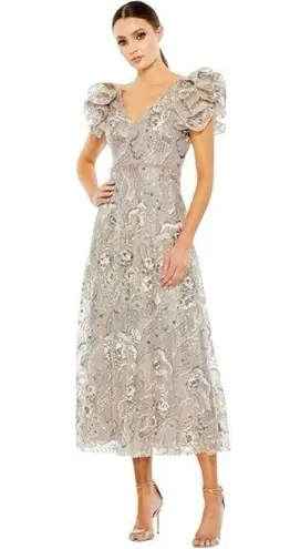 Mac Duggal NWT Embellished Ruffled Cap Sleeve A Line Women’s Dress Sz 14 #68262