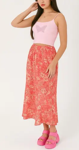 90's Vintage Blair Womens Long Pink Butterfly Maxi Skirt sz M Feminine Y2K Rayon Size M