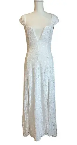 LPA Gabriella Eyelet Maxi Dress in Coconut Milk Small New Womens Cotton