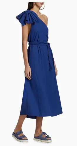 Farm Rio Linen Blend Leaf One-Shoulder Midi Dress. Size S. MSRP $285