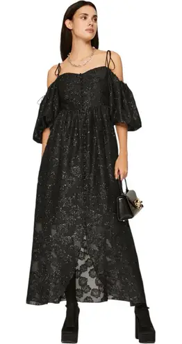 Hofmann Copenhagen Angele black dress Sz 2 Sheer Empire Button Whimsigoth Witch