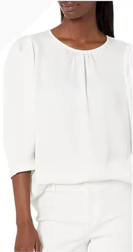 Karl Lagerfeld Shirt Women Medium White Satin Silky Tie Back Blouse NWT Preppy