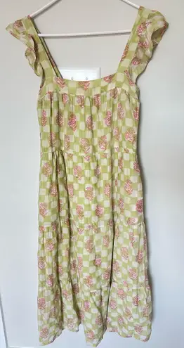 Moonlight Lily Frankie Flutter Sleeve Midi Dress Cotton Silk XS