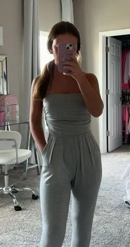 Altar'd State NWOT grey strapless jumpsuit w/ pockets!