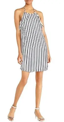 J.Crew  Dress Halter Striped Ruffle Mini Navy White Size XS NWT