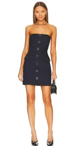Veronica Beard Aldrich Dress in Navy 10 New Womens Strapless Cotton Mini