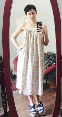 April Cornell • butterfly print cotton smock midi dress tent muumuu shift