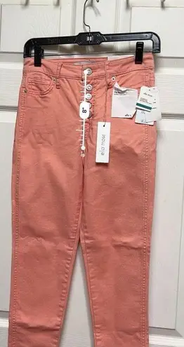 Ella Moss NWT Women's Size 24 Jean Mid Straight Ankle Light Coral Button Fly CPZ
