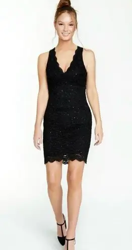 Jump Black Glitter Sparkly Lace V Neck Racerback Sheath Dress size 7/8 Formal - Image 2