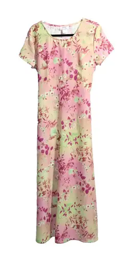 VTG 90s Y2K Floral Maxi Dress Fairy Grunge Retro Pink Floral USA Made L Jody CA Size L