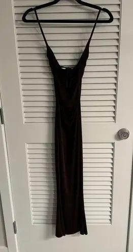 SheIn Brown cowl-neck open back dress thumbnail 1