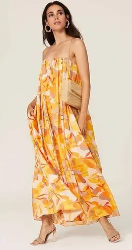 RTR Acler
Haslam Maxi Strapless Size 8 Orange/Pink Miami travel golden print