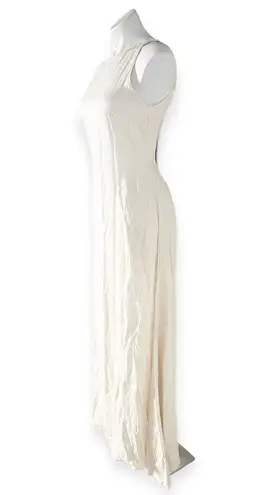 L'Academie  Acton Maxi Dress, Open Back Tie Neck, Ivory Satin Size S, New w/Tag