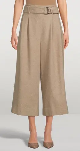 Akris Punto Fiorella Tan Wide Leg Culotte Cropped Wool Blend Pant - size 12