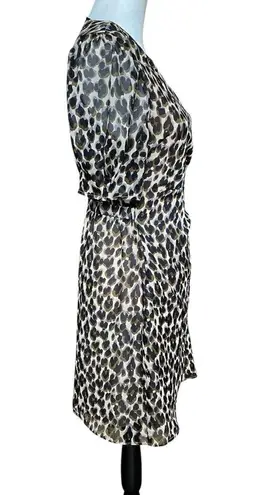 Heartloom Revolve Cheri Short Sleeve Leopard Print Mini Wrap Dress Black Size S