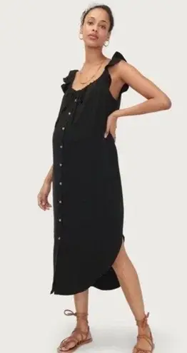 Hatch Collection Jenna Ruffle Button Front Midi Dress Black Maternity New Small Size undefined